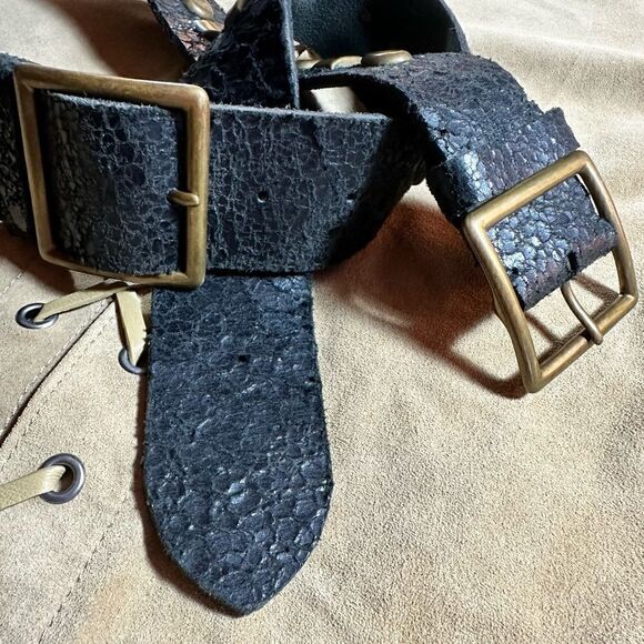 Ralph Lauren Collection Spring \'17 Italian Black Studded Distressed Leather Belt main image 11